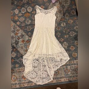 Amazon White Lace High-Low Dress